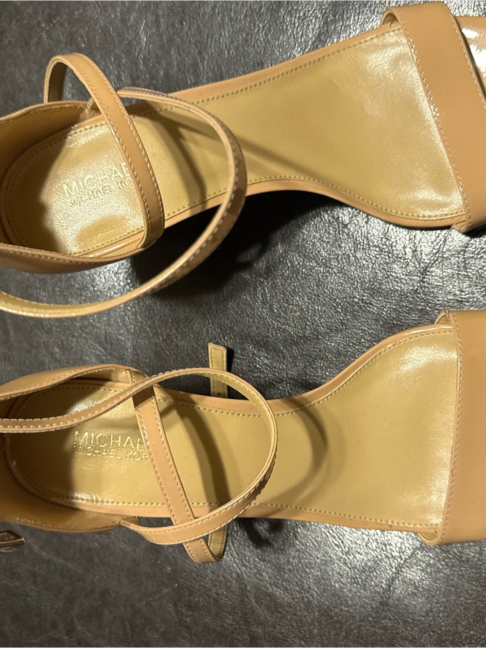 Michael Kors Nude Tan Leather Ankle-Strap Sandals